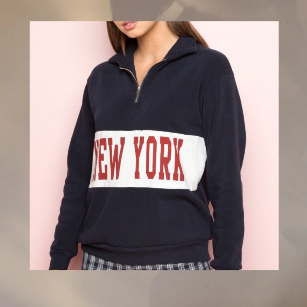 Quarter zip New York brandy Melville sweater